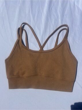 JoyLab Ribbed Double-Strap Sports Bra - Caramel Brown